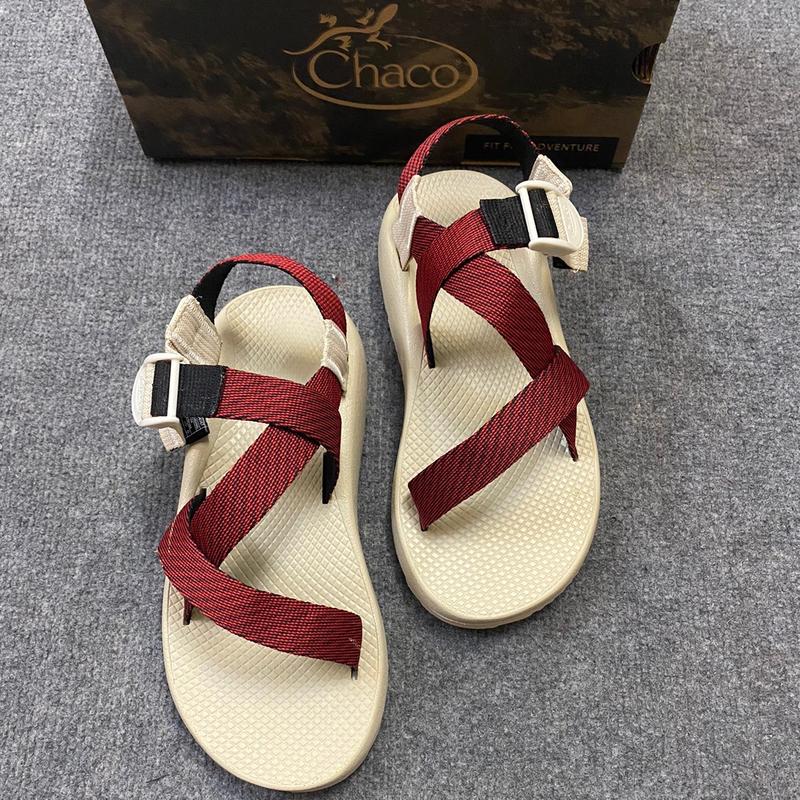 ( Đế Thơm Cao cấp) Dây đỏ bã trầu, đế trắng kem Sandal chaco Dép xăng đan