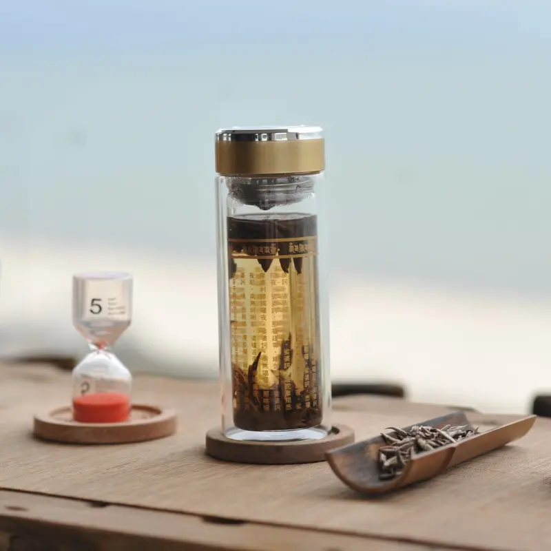 Bình Nước Chú Đại Bi 300ML - Bình Nước Thuỷ Tính 2 Lớp Giữ Nhiệt - Pháp Bảo Phật Giáo - Mật Tông 6