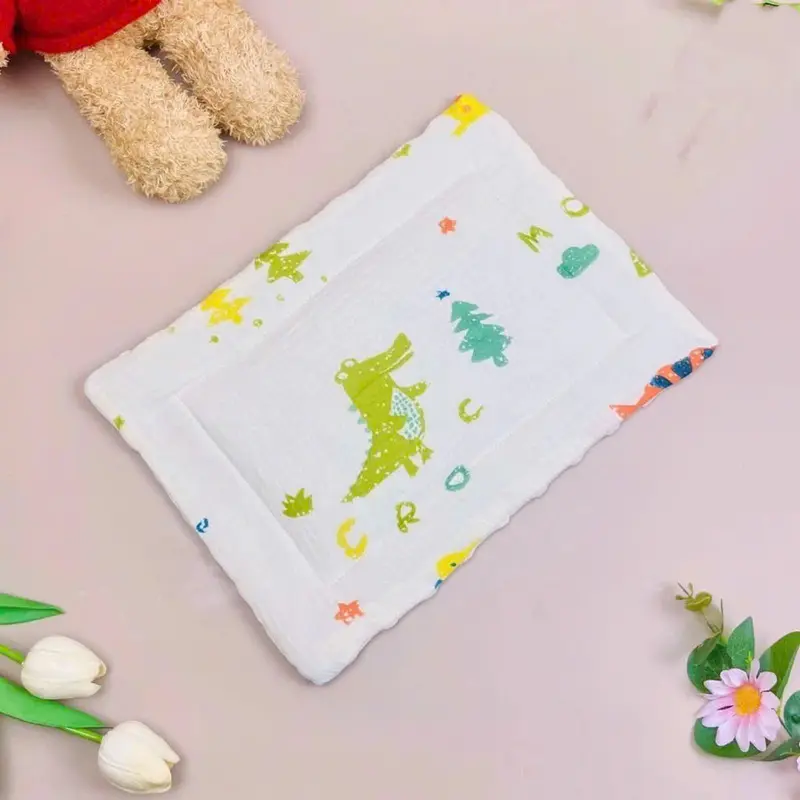Gối Xô Muslin Cho Bé Sơ Sinh Hạt Đậu, Gối Trần Bông Nhung Đỗ Mềm Mại, Êm Ái Cho Bé 8