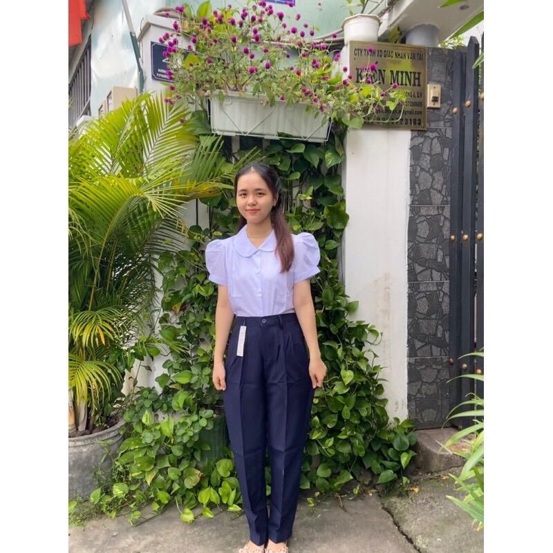 Áo sơ mi trắng nữ học sinh đồng phục học sinh bé gái cấp 1, cấp 2 , sơ mi cổ sen 3