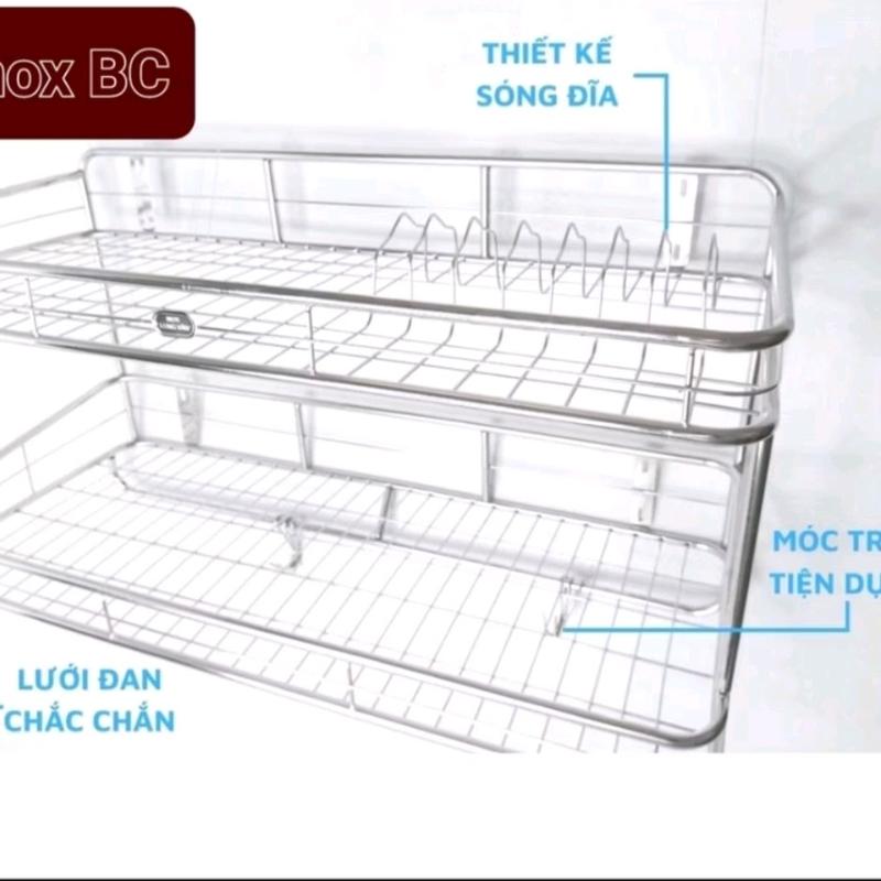 Kệ chén inox treo tường hai tầng (tặng ốc vắt tường) - Bếp nhà hàng - Kitchen