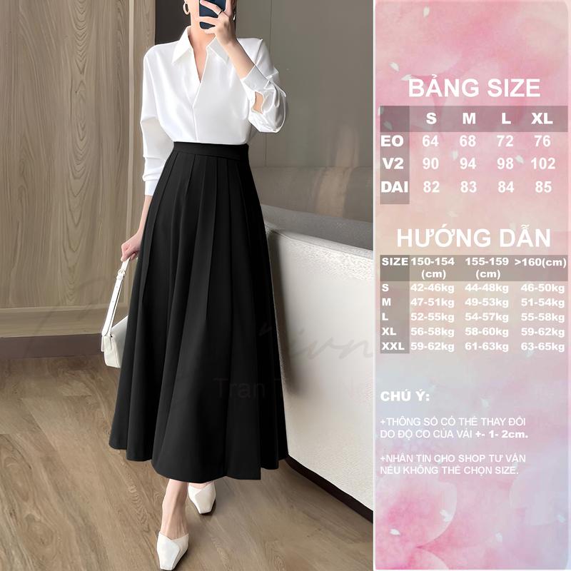 [Congaivn ] Chân váy xòe 8 mảnh dáng dài, cạp cao, có túi 2 bên CVX8M vải tyết mưa dày nhiều màu 2025 Nữ Women Đen