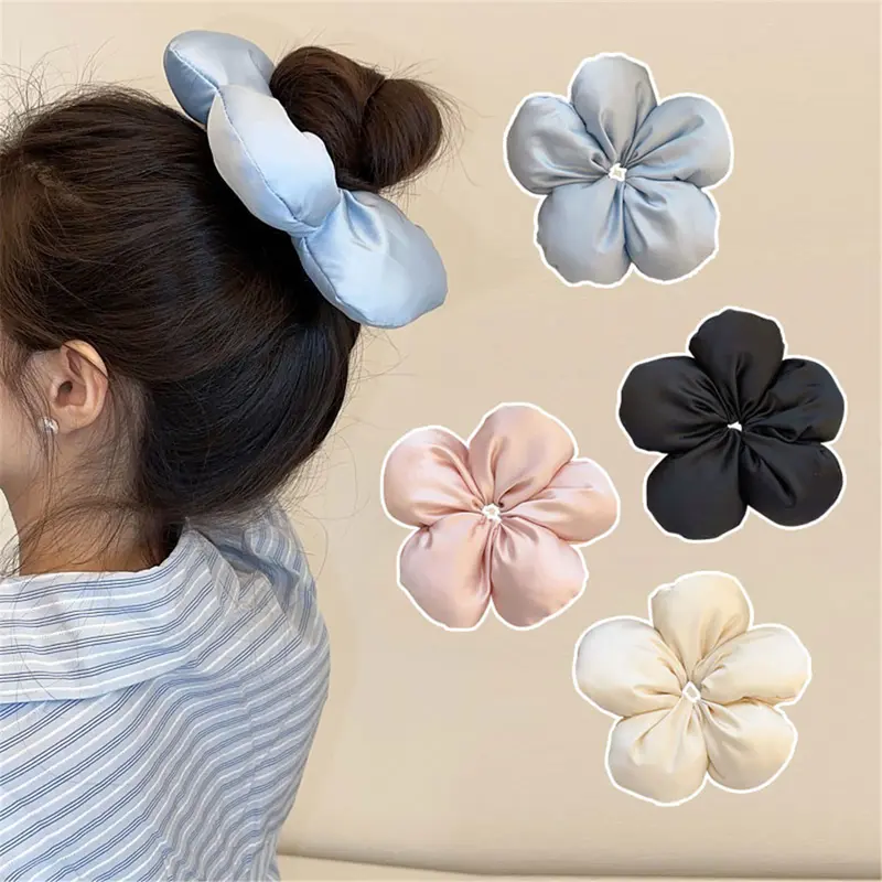 Scrunchie Dây Buộc Tóc, Phong Cách Hàn Quốc, Thiết Kế Hoa Bánh Mì Ba Chiều Dây Buộc Tóc Bằng Bọt Biển, Dây Buộc Tóc Nữ, Dây Cao Su Cao Cấp 0