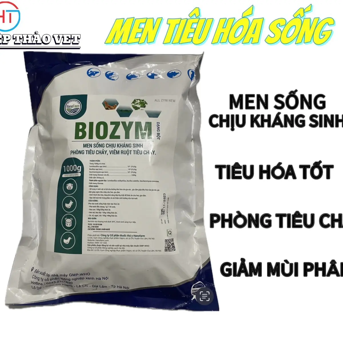 MEN TIÊU HÓA 1kg Phòng Tiêu Chảy Gà,Lợn,Vịt,Ngan,Tiêu Hóa Tốt,Giảm Mùi Hôi Phân