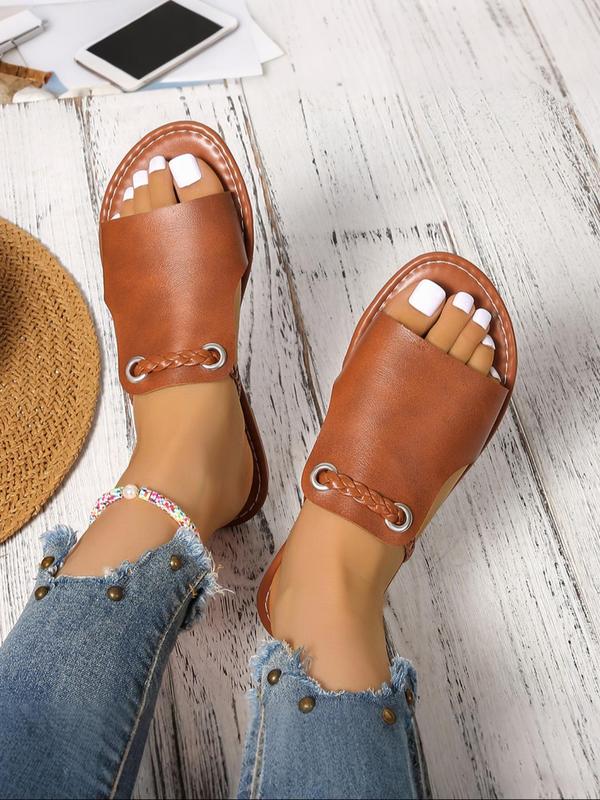Women's Fashionable Plain Color Slides, Casual Comfortable Fashion Slides for Beach, Lightweight Breathable Slides for Indoor & Outdoor Wear, Walking Shoes 3