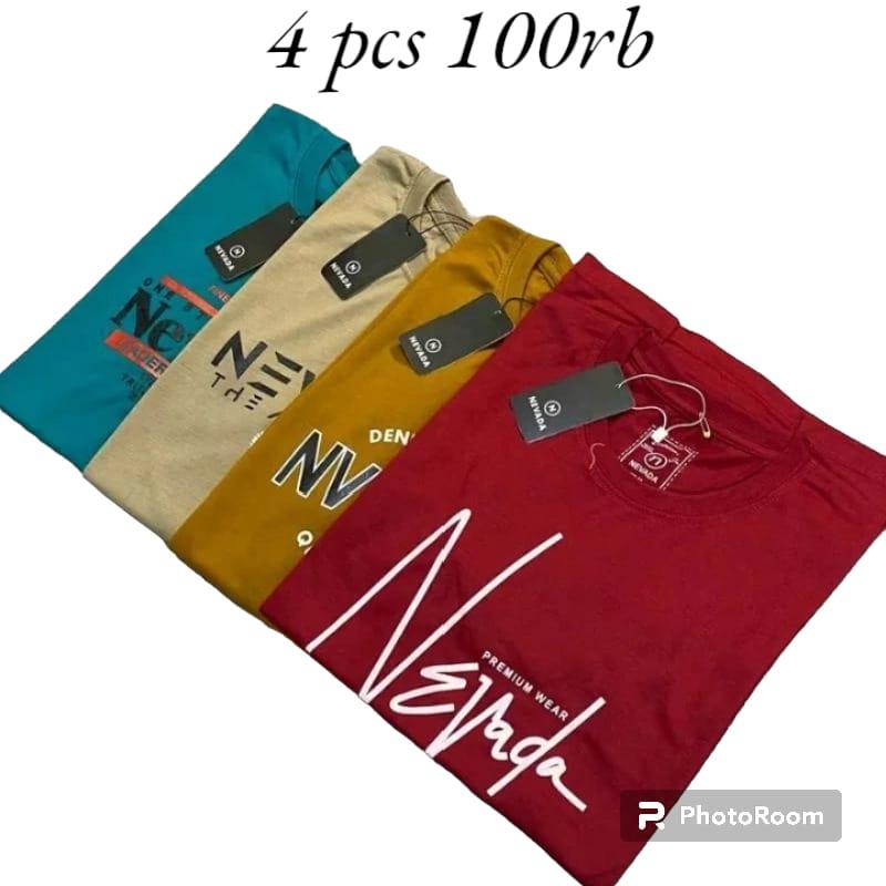 paket 4 Pcs 100rb Kaos Newada pria 100 4pcs kaos pria distro bandung original asli kaos newada pria terbaru Kaos T-Shirt distro pria bandung Baju Dewasa Motif 4