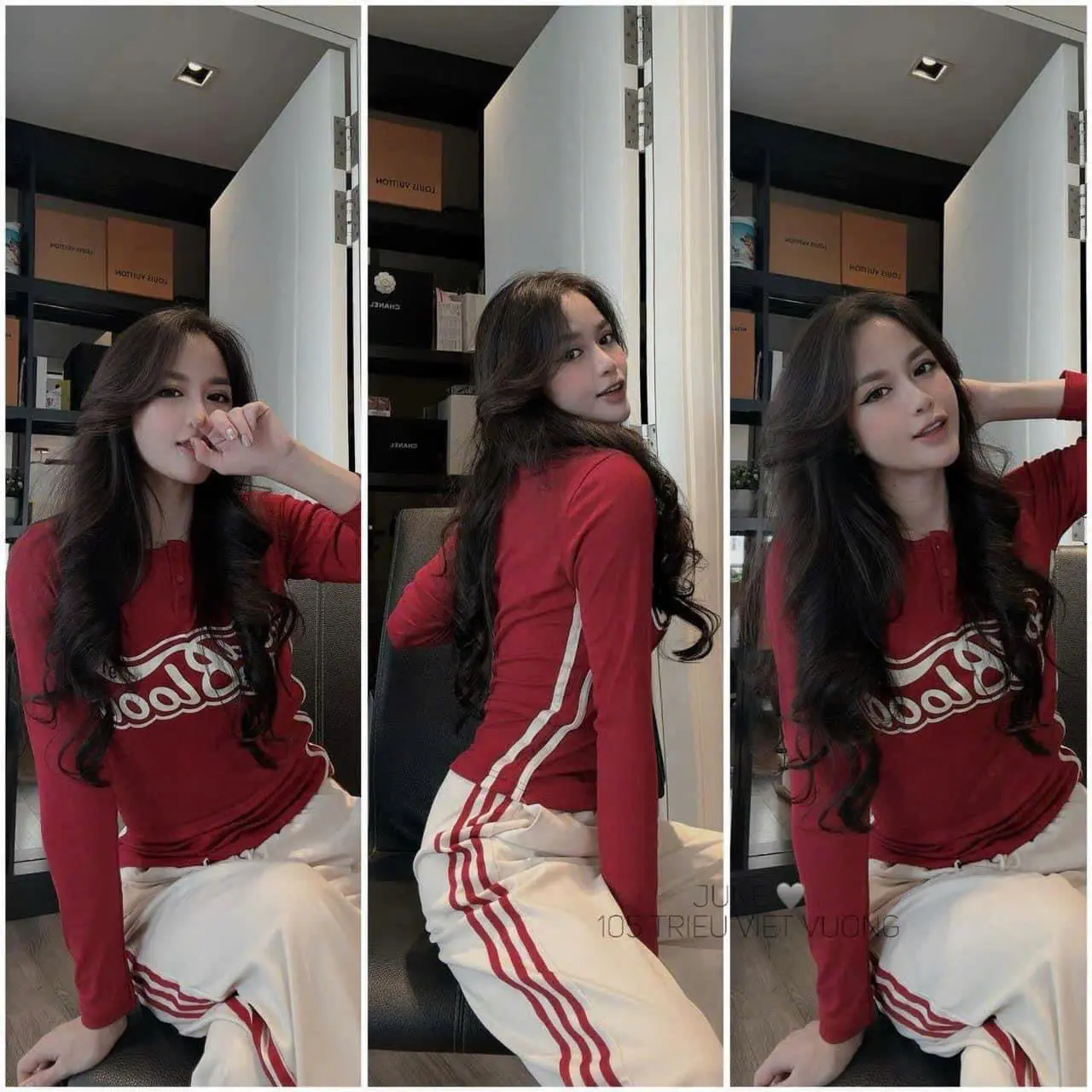 SET BỘ THUN TĂM DÀI TAY IN CHỮ NGỰC PHỐI SỌC MIX QUẦN ỐNG SUÔNG BIGSIZE 2 MÀU
