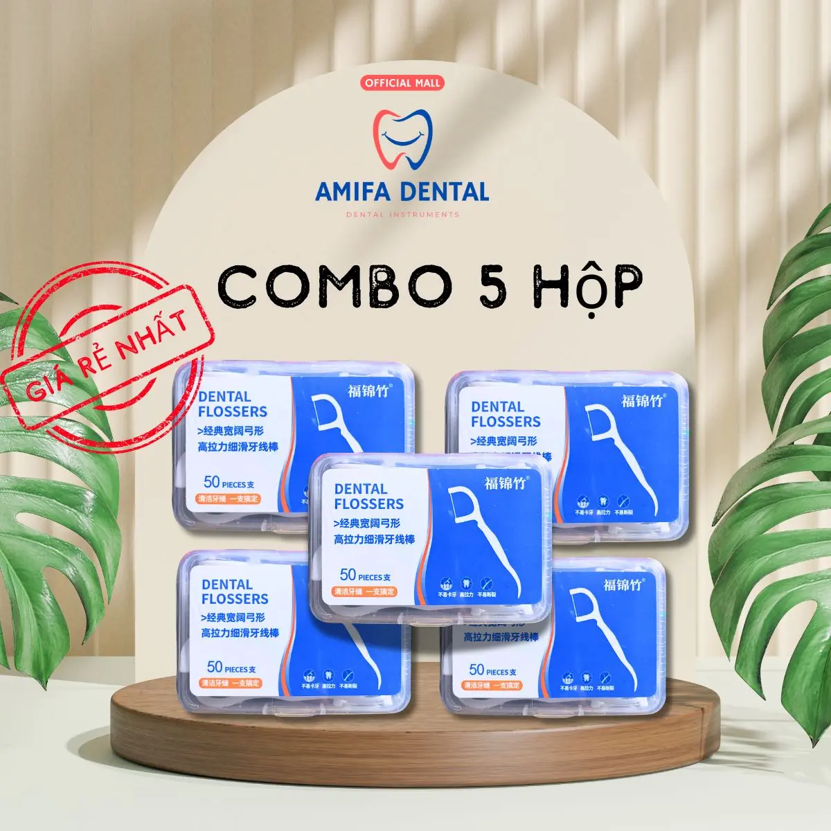 Combo 5 Hộp Tăm Chỉ Nha Khoa Hộp 50 Cây Dental Flossers Tăm Chỉ Vệ Sinh Răng Miệng Bảo Vệ Răng Nướu