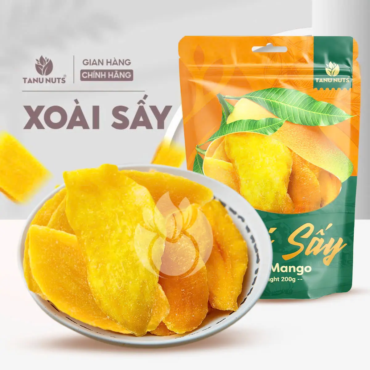 Xoài sấy dẻo TANU NUTS trái cây sấy tự nhiên lượng đường thấp tốt cho sức khỏe, ăn chua chua ngọt ngọt,  Snack Food Ăn Vặt xoài không hạt không Cay
