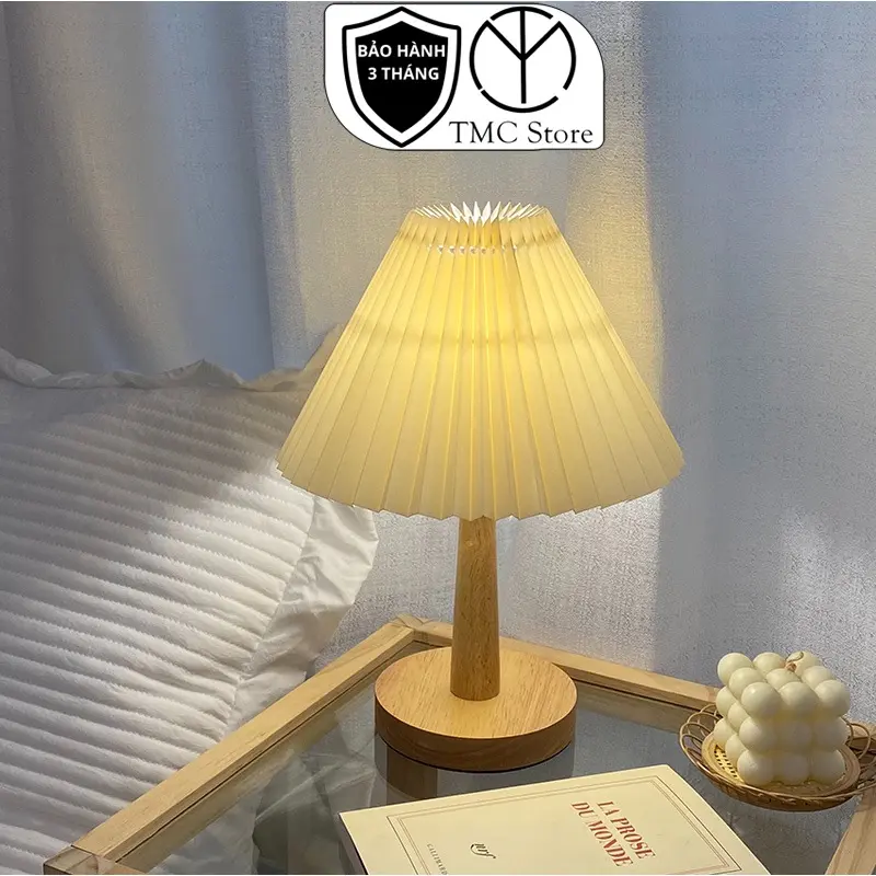 Đèn ngủ để bàn đế gỗ sang trọng T46 - TMC Store - Trang trí phòng cực chill