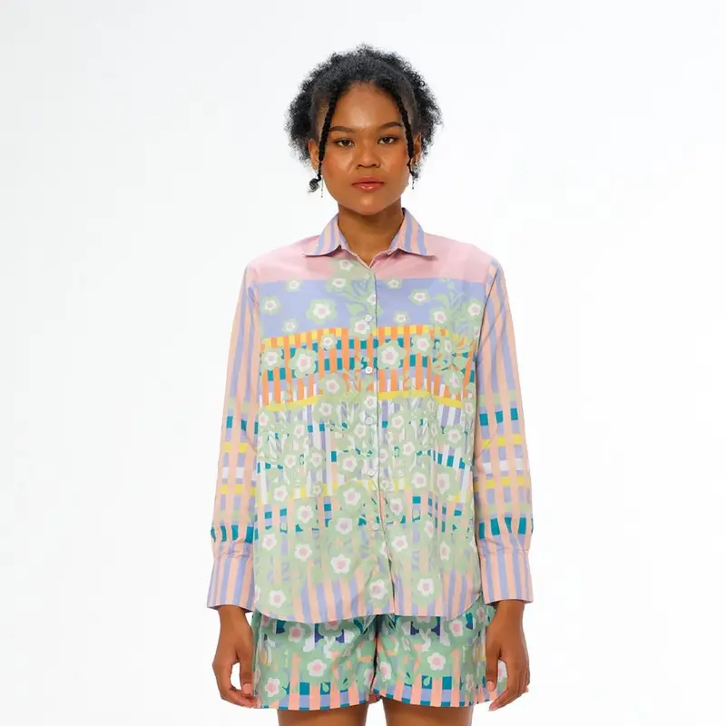 RTW Studio Kemeja Lengan Panjang Wanita Print Picnic Playdate Peach 0