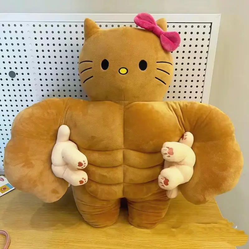 Cơ bắp vui nhộn Búp bê Hello Hellokitty Da đen Búp bê Hello Kitty Búp bê Hello Kitty Gối cho bé gái đang ngủ 4