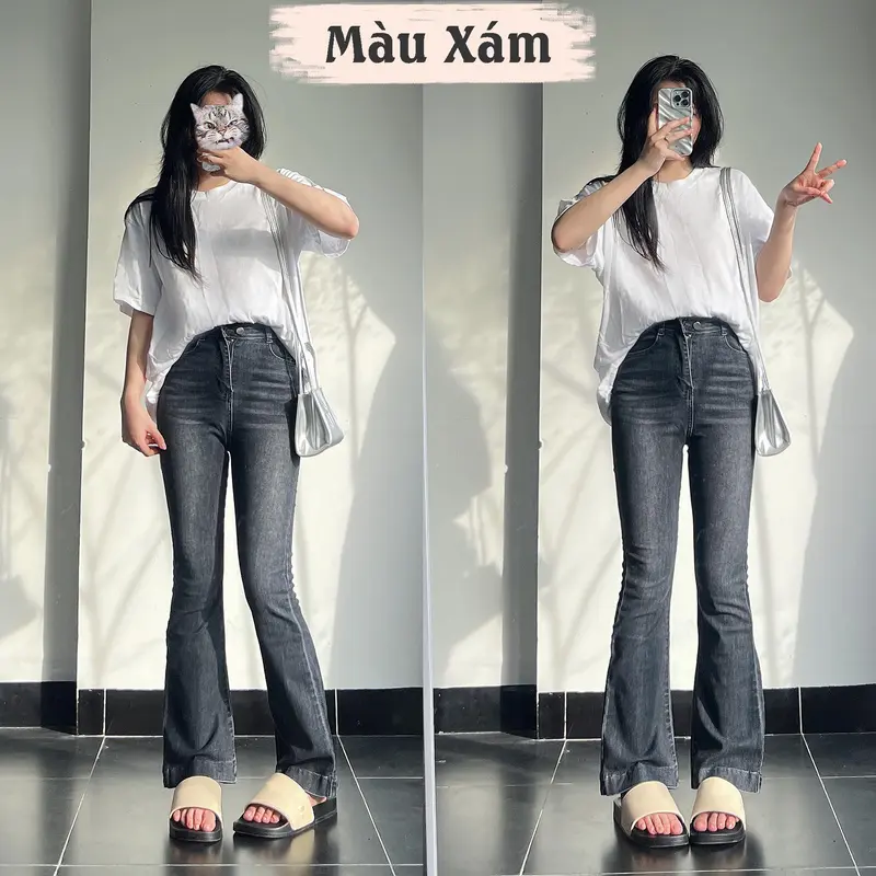 Quần Jean Ống Loe Chất Co Giãn QJ10 Nữ Women  Pants Ong Denim 4