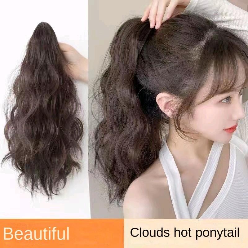 Tóc Giả Ngắn xù mì Tự Nhiên Có Kẹp Gắn ba chấu Đuôi Ngựa Giả Cho Nữ Women Wig