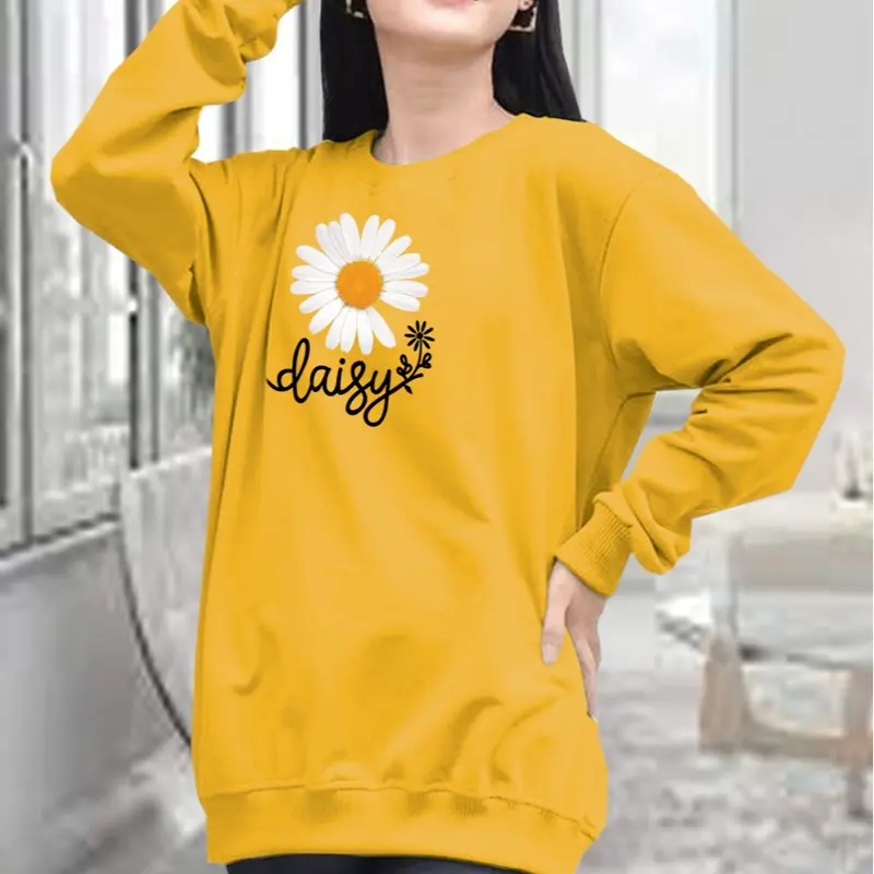 Kaos Wanita Lengan Panjang / Atasan Cewek  Babyterry Flowers Sablon 6