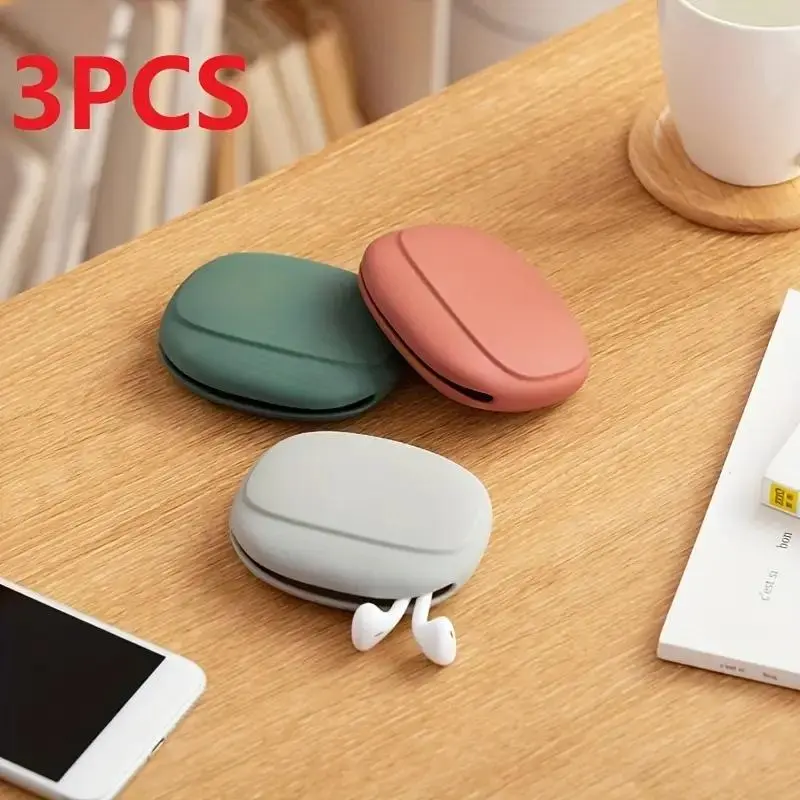 Silicone Storage Bag, 3 Counts/set Portable Earphone Data Cable Charging Cable Storage Bag, Travel Storage Bag for Home Office Outdoor, Audio【Only Bag】 8