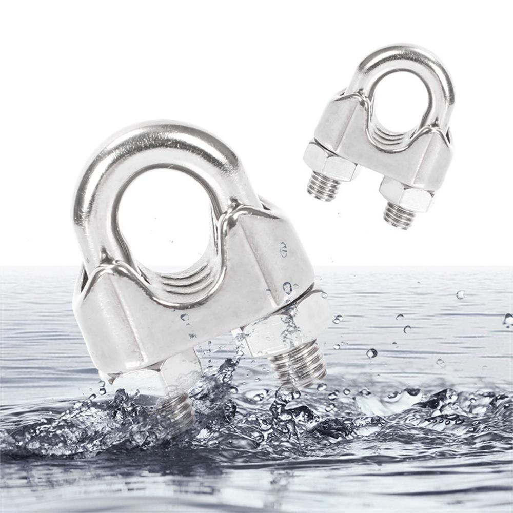 SS 304 Klem Seling Kuku Macan 5Pcs Wire Rope Clip Anti Karat 2-12mm M2-M12 Penjepit Tali Kawat Sling Stainless Galvanis Crimp Ferrule Kuat Serbaguna untuk Konstruksi Industri Rumah Ready Stock