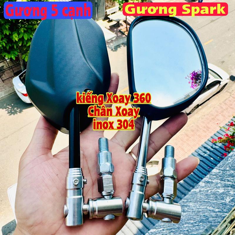 Gương kính Spark Xoay 360 chân xoay inox 304 không rỉ sét cho tất cả các dòng xe máy