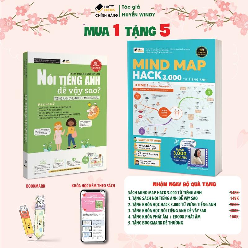 COMBO 2 Sách Nói TA Dễ Vậy Sao & Sách Mindmap 3000 từ vựng tiếng Anh tặng kèm video bải giảng theo sách
