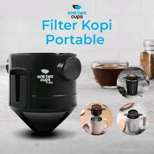 Filter Penyaring Kopi Portable Cone Coffee Dripper - F-402 Alat Cangkir Kitchenware panduan hitam