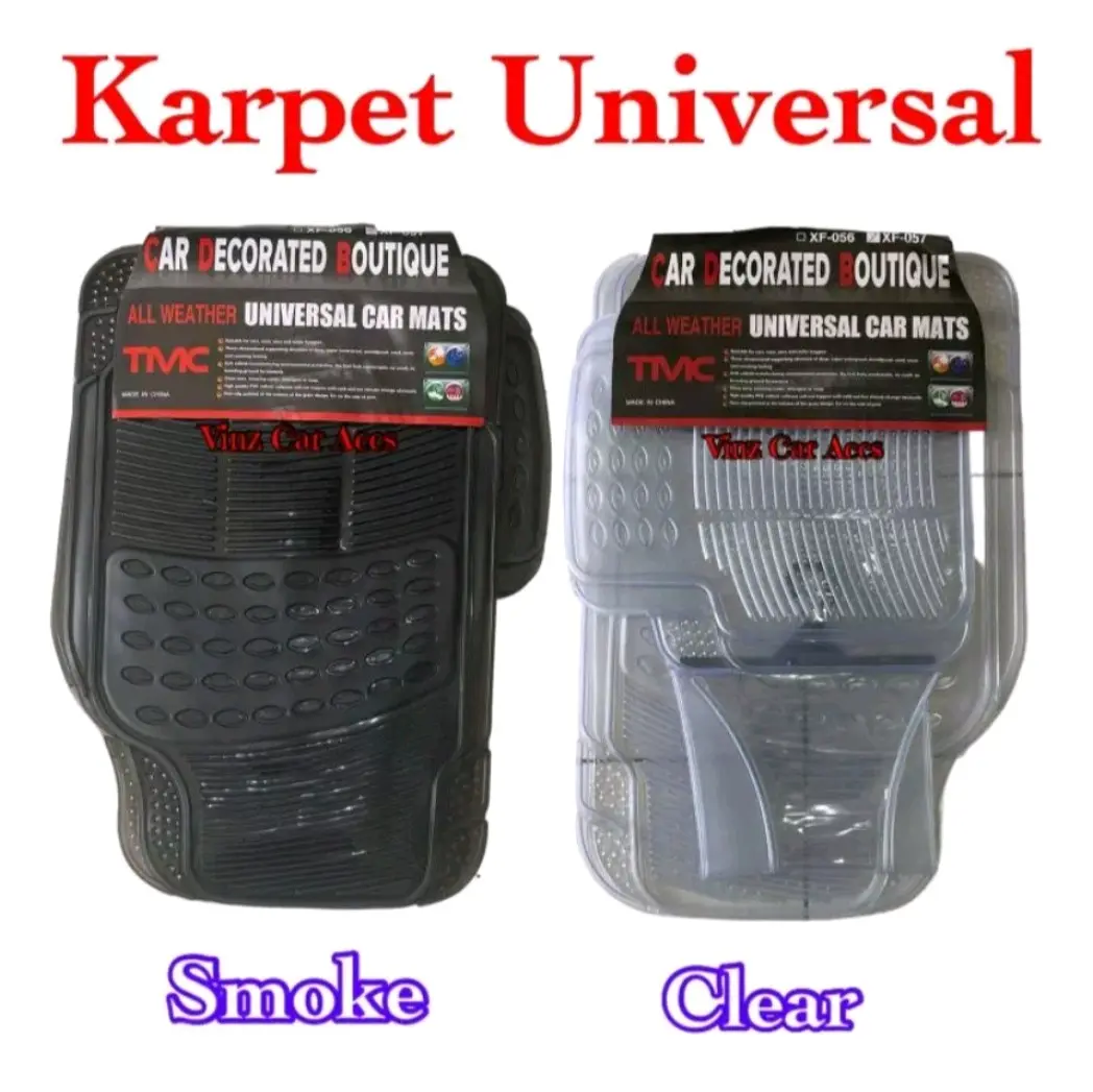 Karpet mobil universal continental smoke hitam & clear bening transparan isi 3