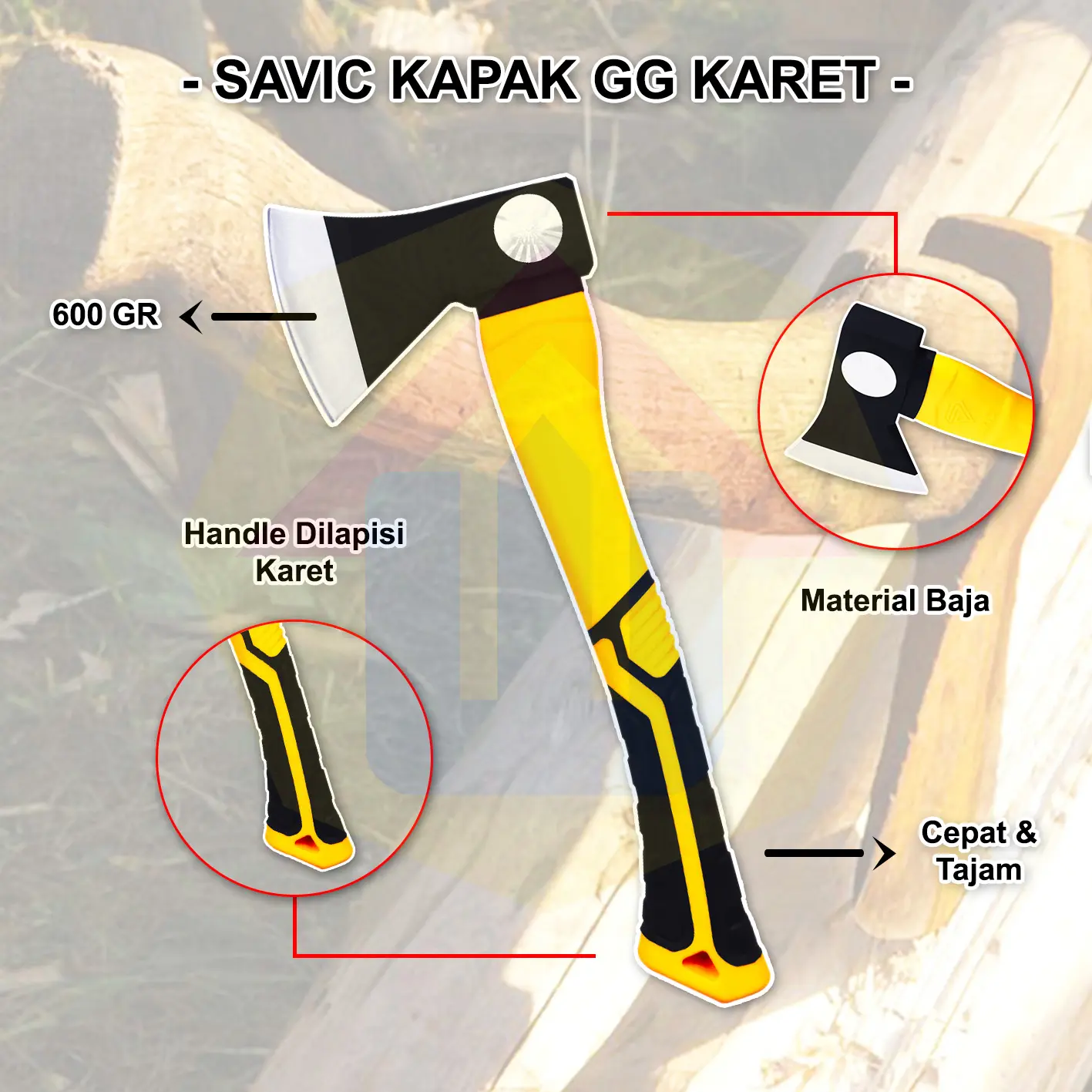 SAVIC KAPAK GG KARET KUNING 600GR - KAPAK KAYU