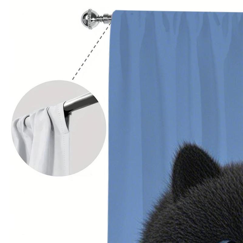 Product Introduction of Cartoon Cat Pattern Door Curtain, 2 Counts/set Modern Casual Door Curtain, Home Decor for Living Room Bedroom Study Room 7