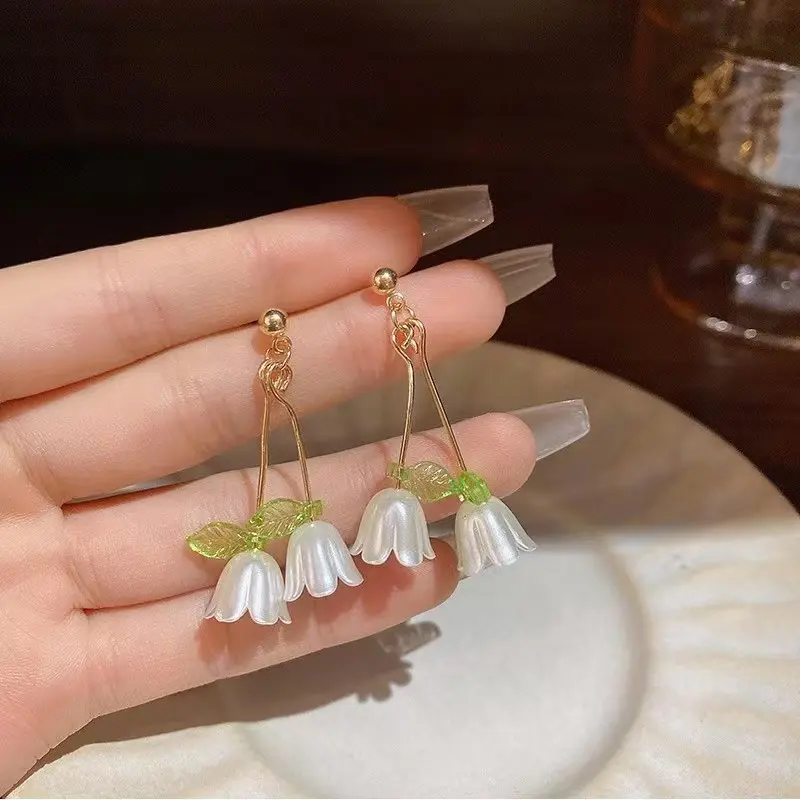 Bông Tai Hoa Lanling Phong Cách Mori Cổ Điển Cho Nữ, Bông Tai Mùa Hè Dài, Làm Cho Khuôn Mặt Nhỏ Hơn, Dễ Thương, Hoang Dã, Trang Trọng, Kẹp Tai