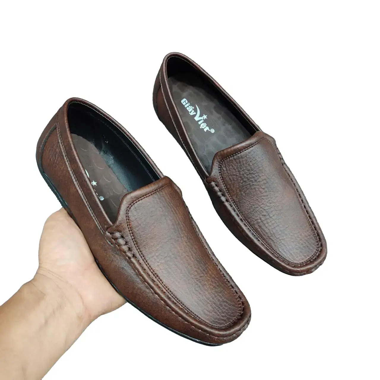 Giày lười giày mọi nam dapu cao cấp khâu chắc có màu Nâu Đen size 40 đến 44 ( Hàng hộp ) Shoes
