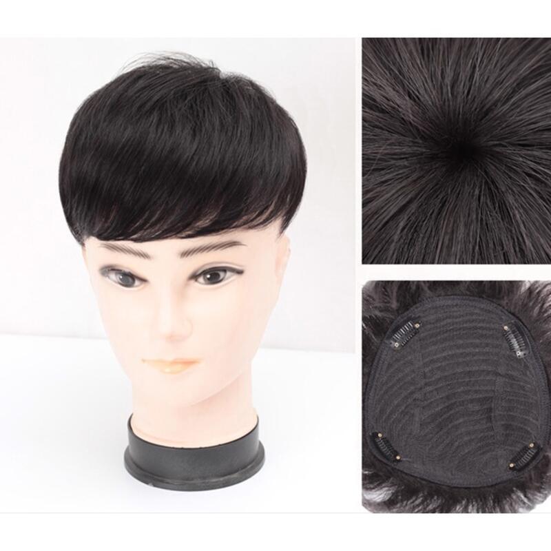 Product Introduction of High end men's wigs, real hair, fake to fake。Short Handsome Korean Style Wig Hairpiece Breathable Forehead Replacement Cover White Hair And Baldness 7