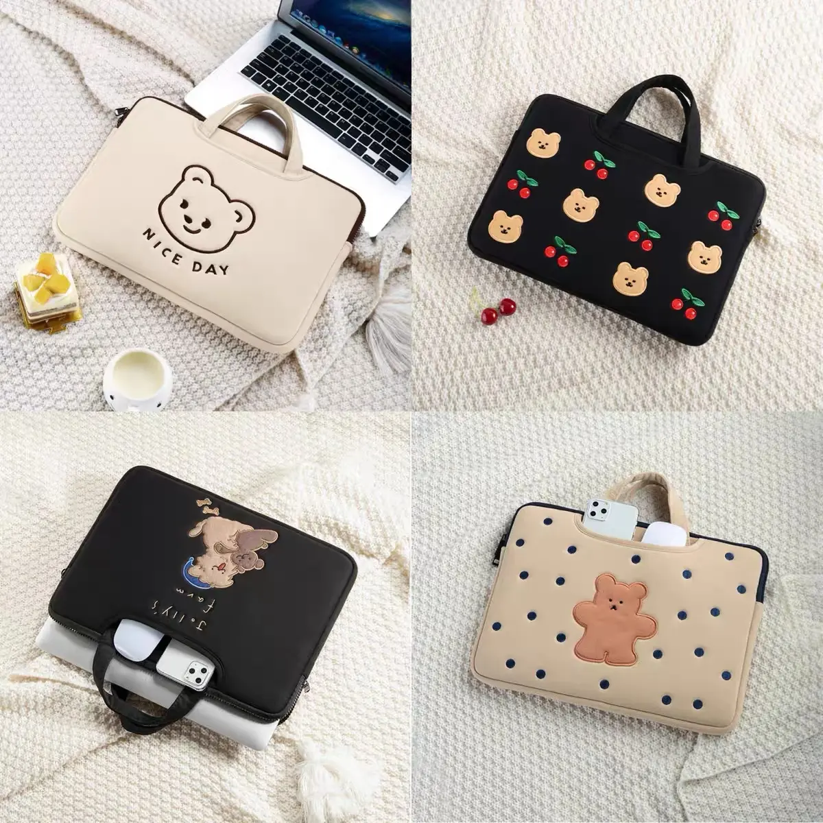 Túi đựng máy tính xách tay, Thiết kế nữ dễ thương, Thích hợp cho Apple và Huawei, Tương thích với máy tính bảng 13,3 inch / 14 inch / 15,6 inch, Túi tote
