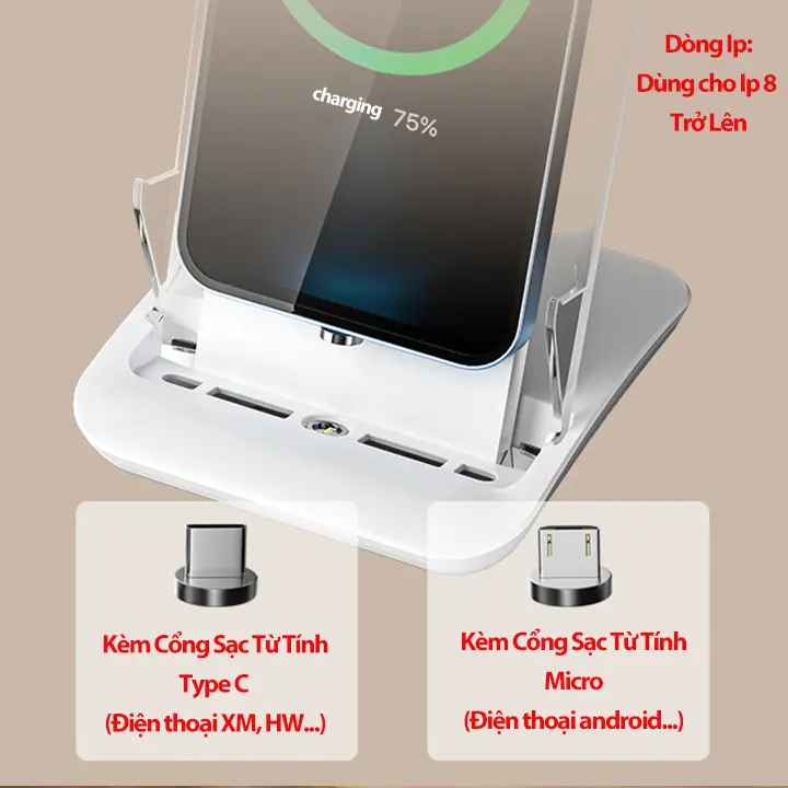 Sạc Nhanh Không Dây 65W A9299 Thế Hệ Mới Thích Hợp Cho Tất Cả Các Dòng Điện Thoại Tặng Kèm 2 Đầu Sạc Từ Tính 3