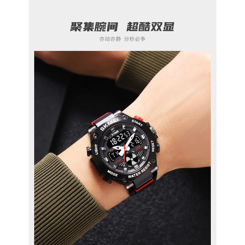 Product Introduction of Jam Tangan Sukan Lelaki, Kecantikan Masa, Paparan Dwi, Pelbagai Fungsi 3 Jam, Elektronik, Kalis Air, Sesuai untuk Pelajar, Penggunaan Luaran Watches 6