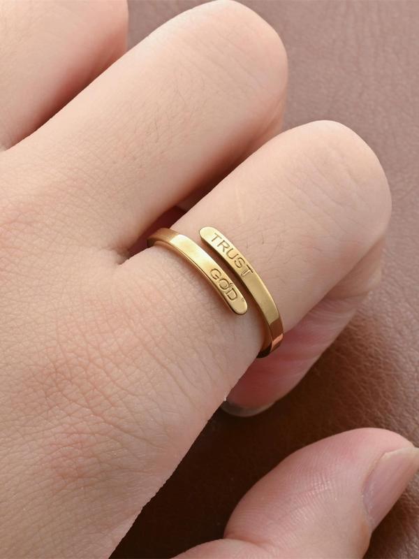 Adjustable Stainless Steel Ring, Fashion Jewelry for Party, Daily Clothing Decor, Trendy All-match & Exquisite Jewelry for Birthday Gift 4