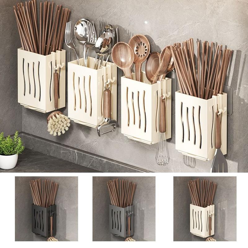 Product Introduction of Multifunctional Plastic Drain Chopsticks Basket Black Anti-mold Chopsticks Cage Efficient Drainage Wall Mounted Chopsticks Tube Storage Box Kitchen 9
