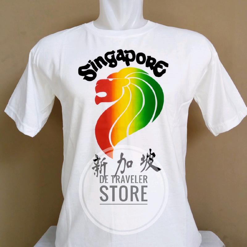 Kaos Singapore Merlion Souvenir Baju Negara Singapura Putih Katun 1
