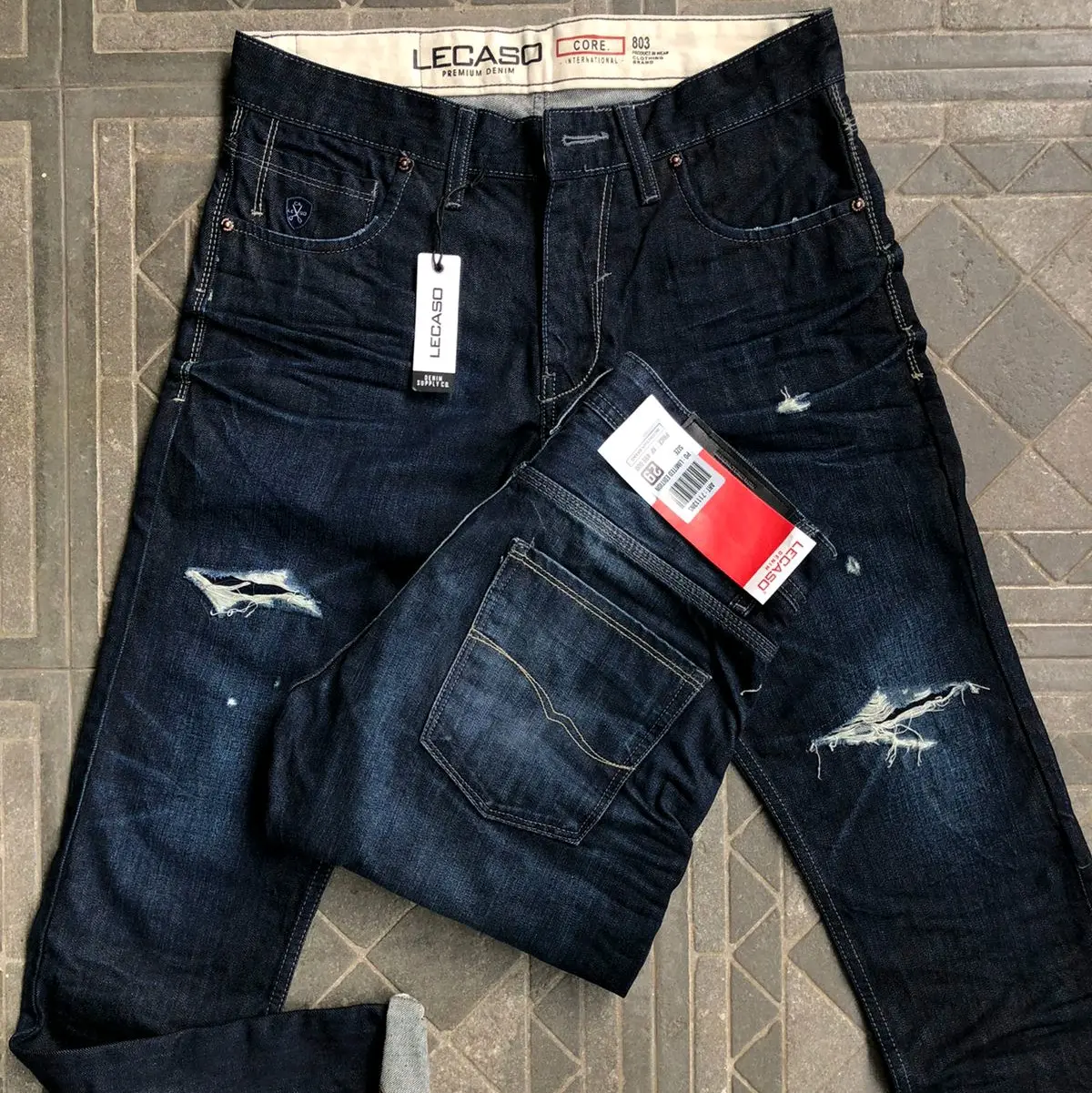 celana jeans panjang lecaso model baru Slim Fit Pria Skinny Hitam