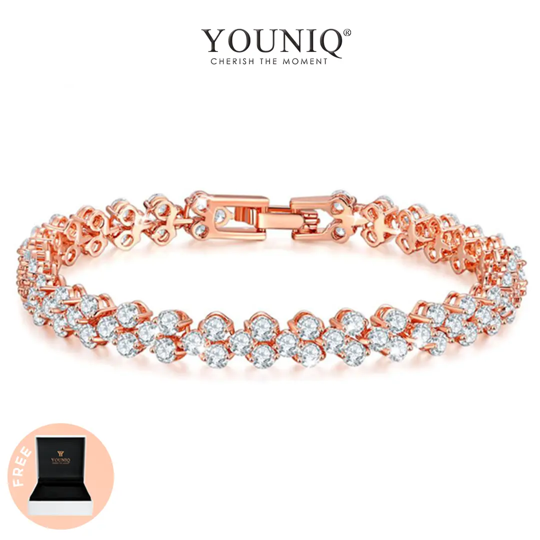 YOUNIQ Dazzling 18K Rosegold / Plated Silver Bracelet