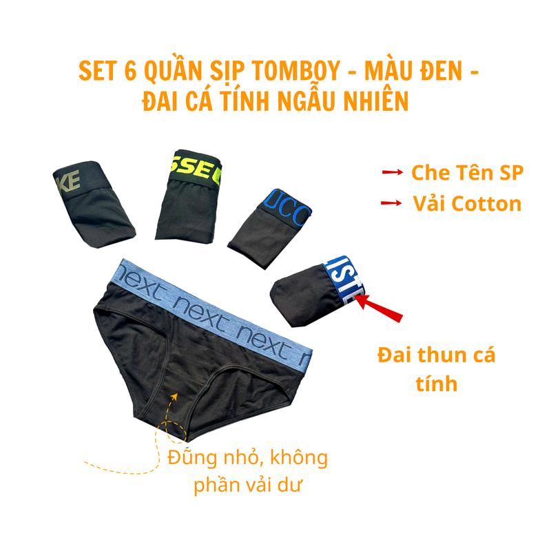 Combo 6 Quần Sịp Tomboy - Cotton - Đai Thun Cá Tính Ngẫu Nhiên - Êm , thoải mái, thấm hút mồ hôi - Menswear- Quần Lót Tomboy nhung không phải quần boxer