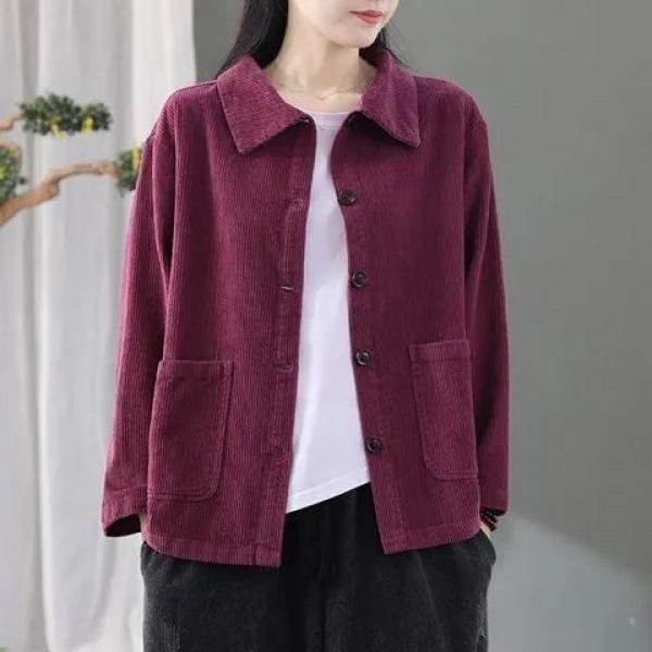 Product Introduction of Áo Khoác Vải Nhung Kẻ Ngoại Cỡ Cho Nữ, Hàng Mới Về Thu Đông 2023, Phong Cách Hàn Quốc, Dáng Rộng Vừa Vặn, Áo Khoác Thời Trang Thường Ngày Áo Cardigan 3