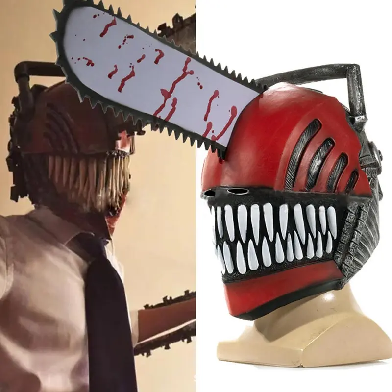 Chainsaw Man Denji Mask Cosplay Latex Masker Helm Masquerade Pesta Halloween Kostum Props 3