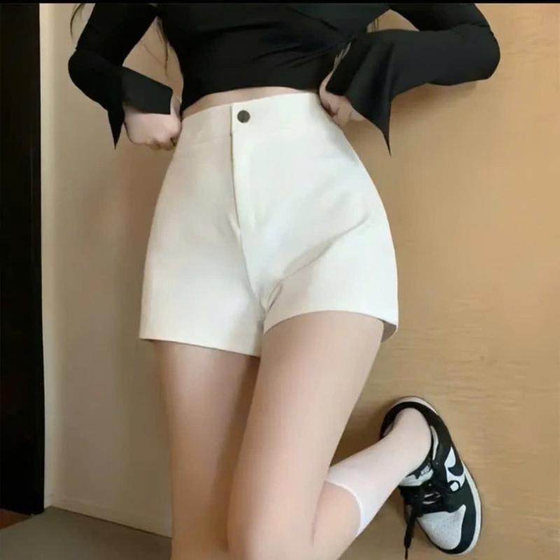 Quần Shorts Nữ Cạp Cao Dáng Ngắn,Có Túi Sau Có 2 Màu Đen Trắng Cơ bản.Ôm body Co Giãn 4 Chiều -Chất Vải Umi hàn Đẹp 4