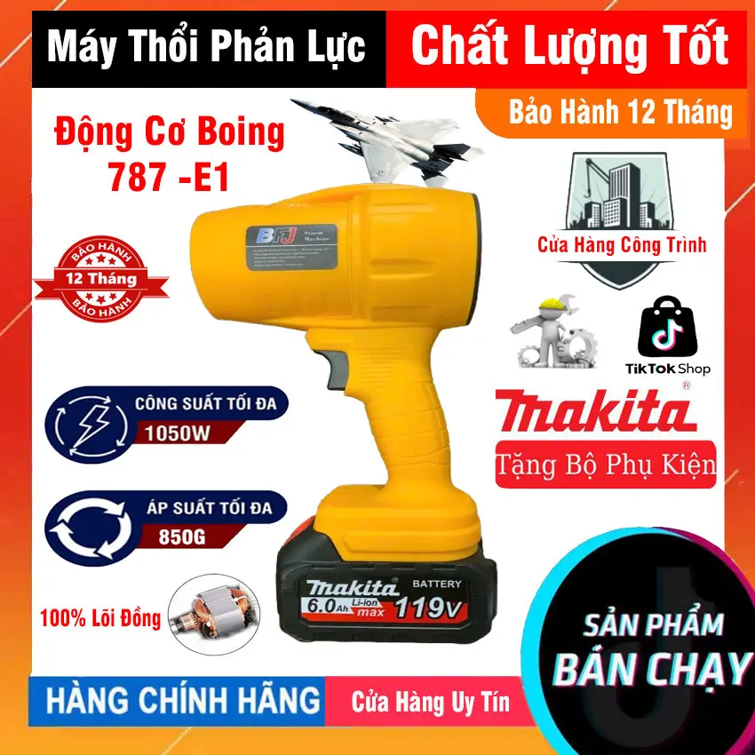 Máy Thổi Phản Lực Công Suất 1000W Lực Thổi 850g Trang Bị Động Cơ ATR-72 Gồm 12 Cánh Quạt BH 12 THÁNG
