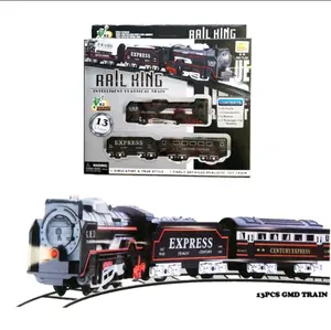 Mainan Anak Kereta Keretaan Rail King Train Set 13 Pcs Set Hadiah Cowok Car Lampu Control