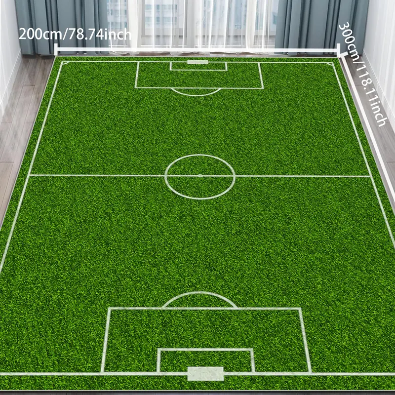 Cartoon Soccer Field Pattern Area Rug, 1 Count Non-slip Soft Floor Mat, Rectangle Decorative Carpet for Home Living Room Bedroom, Home Decor 2