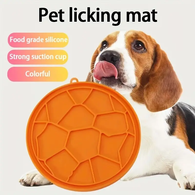 Slow Feeder Dog Food Mat Feeding Mat, Silicone Round Pet Dog Licking Mat with Suction Cup, Easy to Clean Washable