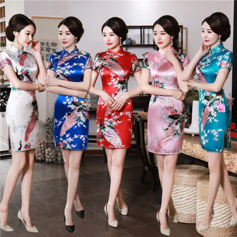 Sườn Xám Ngắn, Phong Cách Biểu Diễn Xuyên Giới Tính, Hiệu Ứng Bó Sát, Thiết Kế Cổ Điển, Cải Tiến, Thích Hợp Cho Người Béo Và Cô Gái Đầy Đặn Ngoại Cỡ Hàng Mới Về, Thích Hợp Chụp Ảnh, Đồng, Sport, Women, Dress