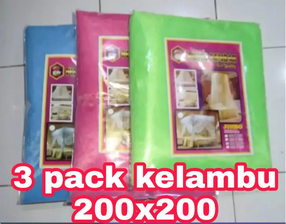 PAKET HEMAT 3 PCS KELAMBU NYAMUK UKURAN JUMBO 200X200
