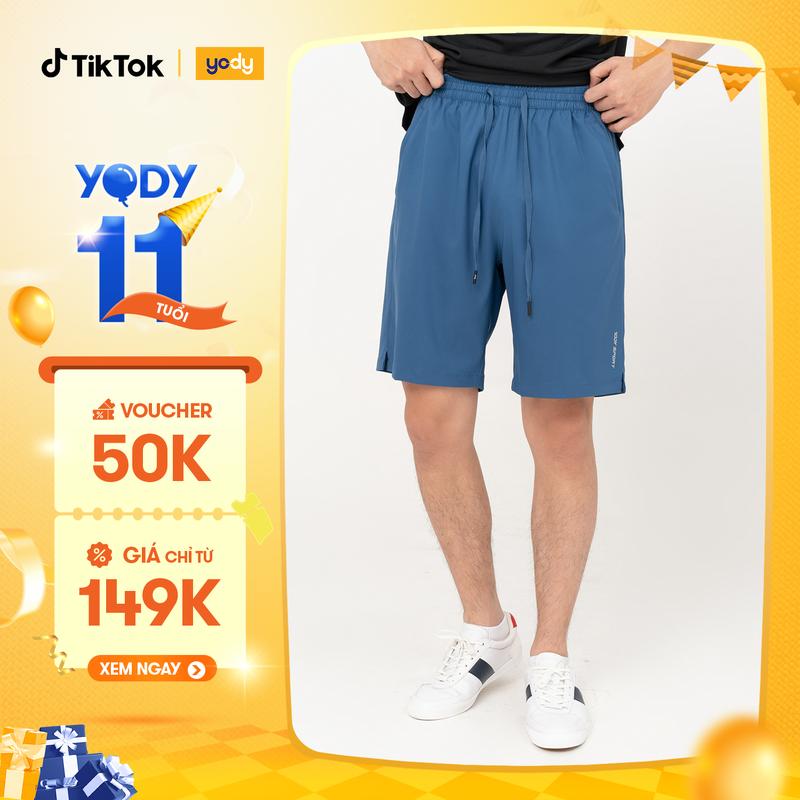 YODY Quần Short Nam Dáng Thể Thao Quốc Dân Vải Gió Cạp Chun Không Nhăn SQM6021