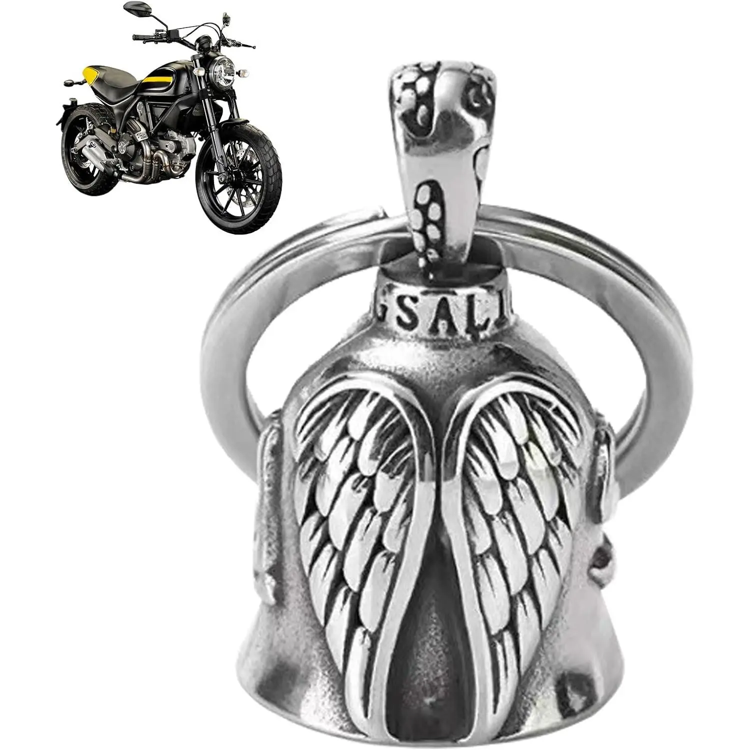 Motorcycle Bell, Guardian Bell for Motorbikes, Stainless Steel Guardian Angel Motorcycle Bell, Biker Luck Bell, Angel Motorcycle Biker Bell, Gift for Motorcycle Riders